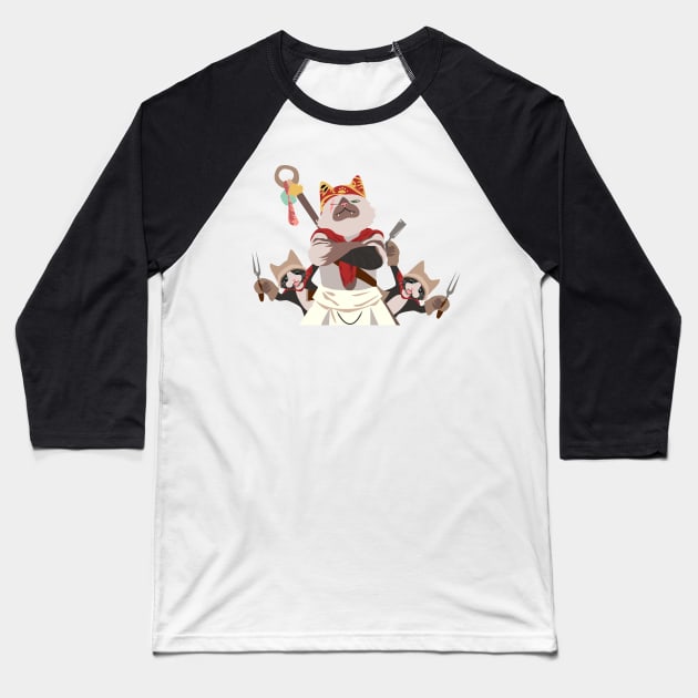 Monster Hunter World: Meowscular Chef Baseball T-Shirt by DigitalCleo